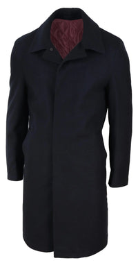 Mens Long Black Wool Overcoat