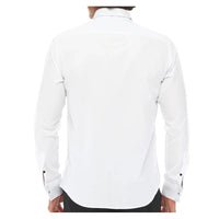 Men's Wing Collar Shirt Tuxedo White Black Piping Double Cuff Dinner Classic