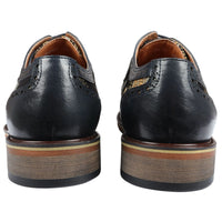 Ross - Men's Floral Print Leather Navy Brogue Shoes