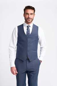 Bond - Men's Navy Check 3 Piece Tailored Fit Suit