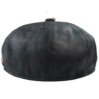 Men's 8 Panel Razor Baker Boy Hat PU Leather Blinders Newsboy Flat Cap Black