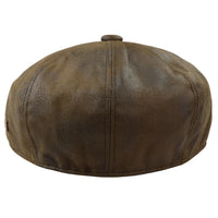 Men's 8 Panel Razor Baker Boy Hat PU Leather Blinders Newsboy Flat Cap Brown