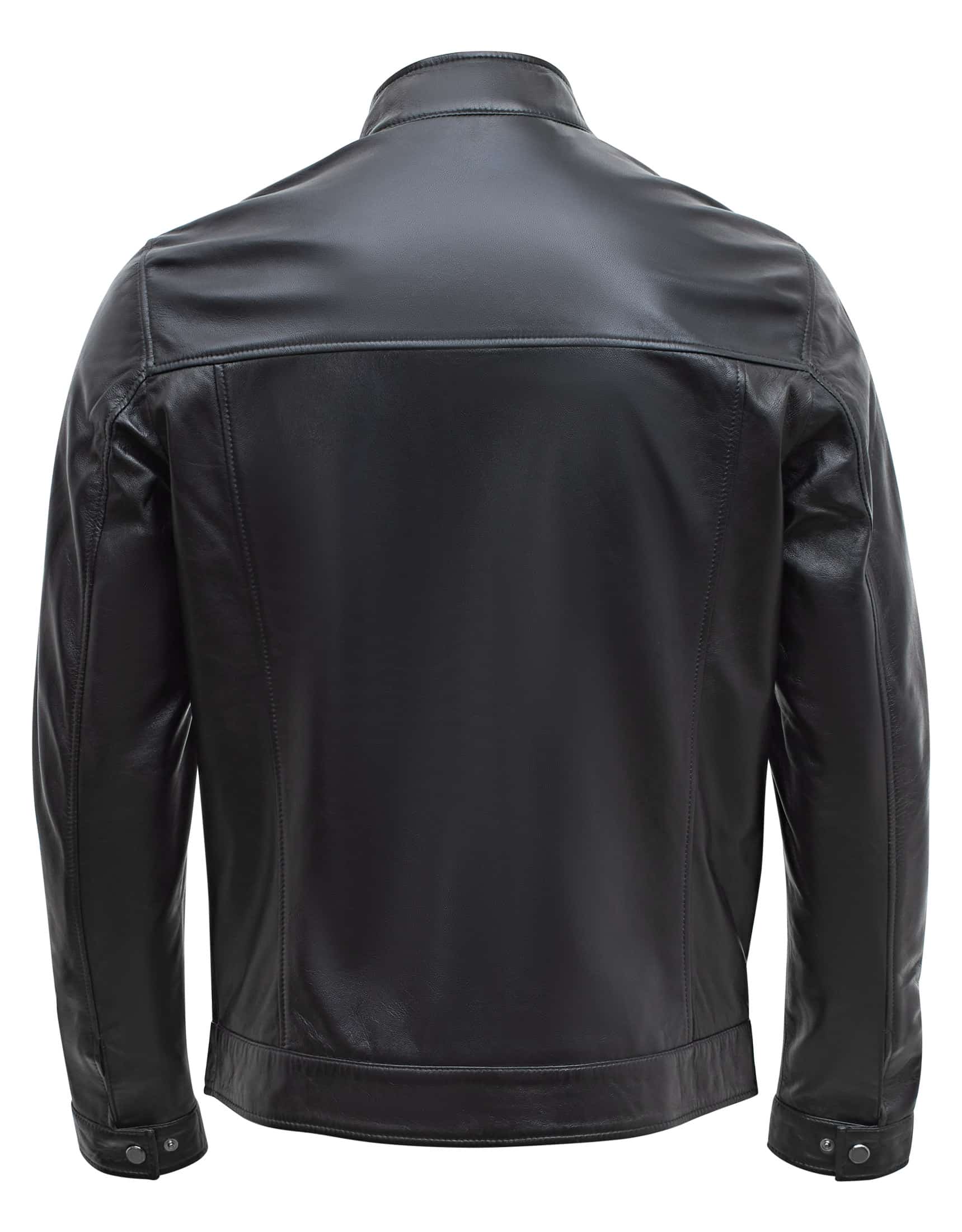 Happy Gentleman B107 - Lamb Leather Clean Style Black Jacket for Men - Slim Fit