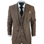 James Men's 3-Piece Plain Brown Suit with Classic Fit