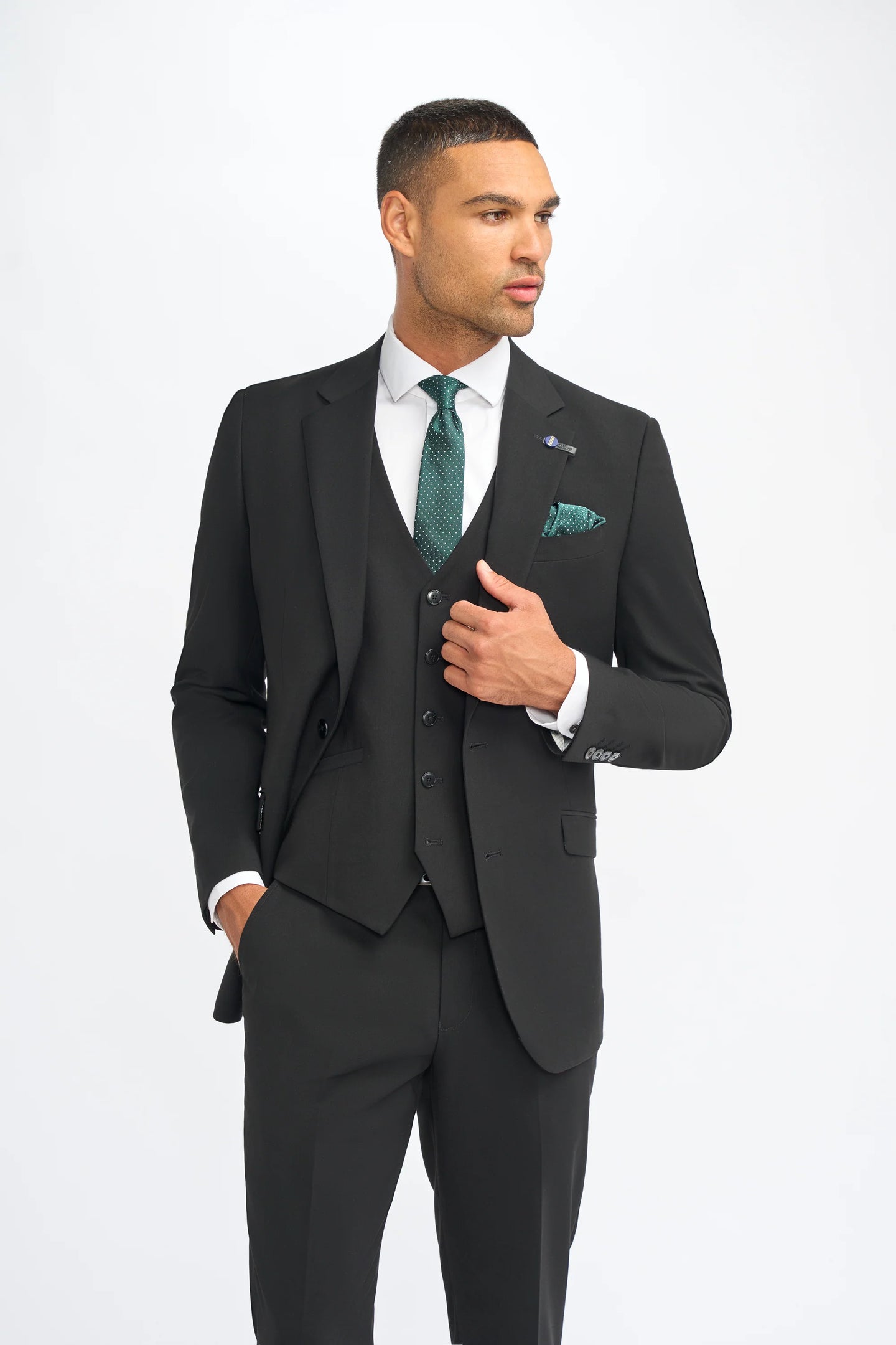 Malibu - Men's Black 3 Piece Tailored Fit Suit