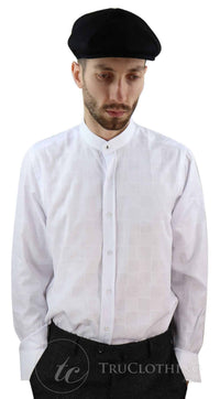 Mens Vintage Check Pattern Shirt with Removable Collar