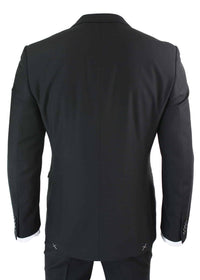 Paul Andrew Parker - Mens 3 Piece Black Tailored Fit Complete Suit Classic Door Man Mourning Funeral