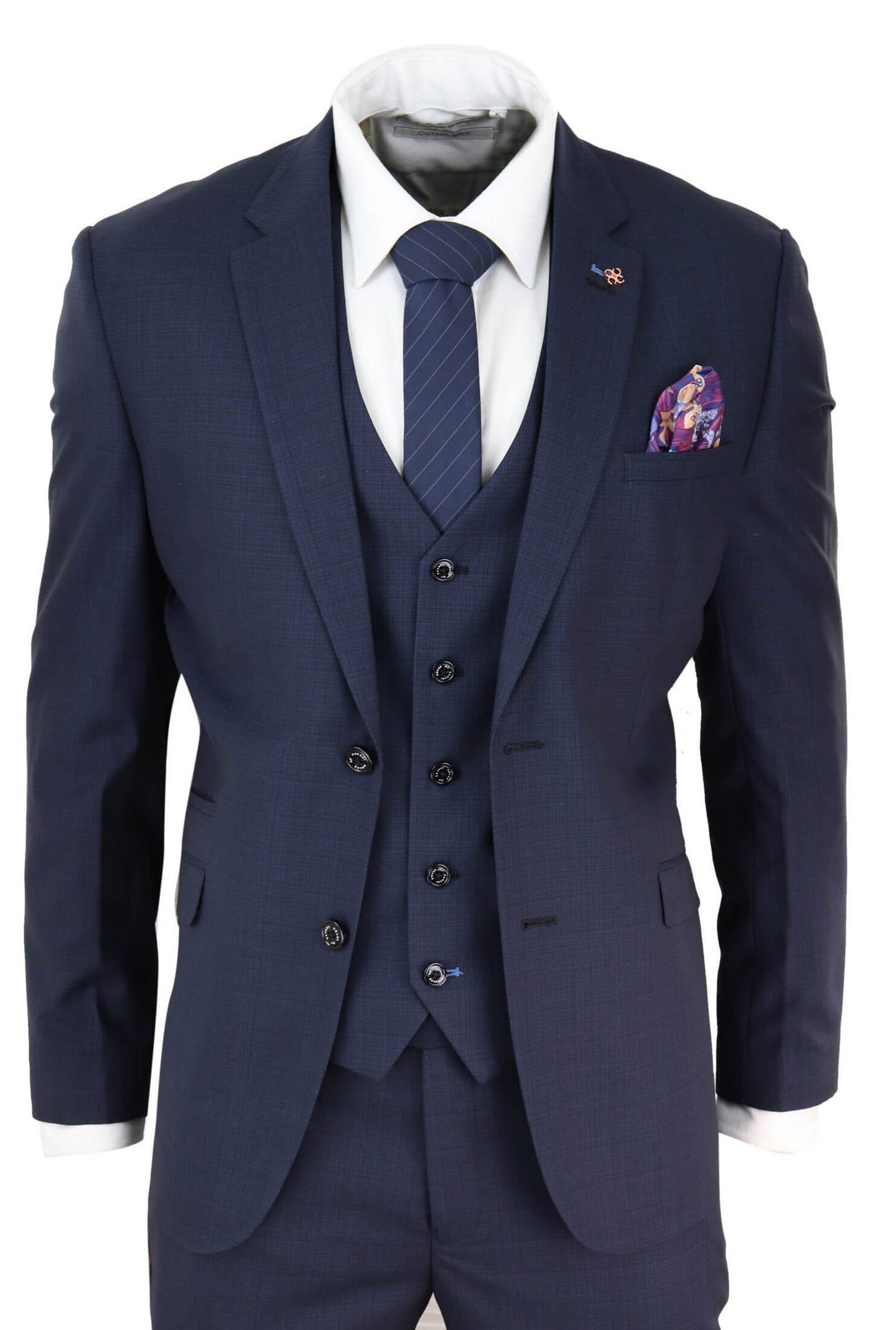 Mens Navy Blue Tailored Fit Suit