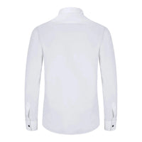 Men's Wing Collar White Shirt Pleated Tuxedo Double Cuff Satin Cotton