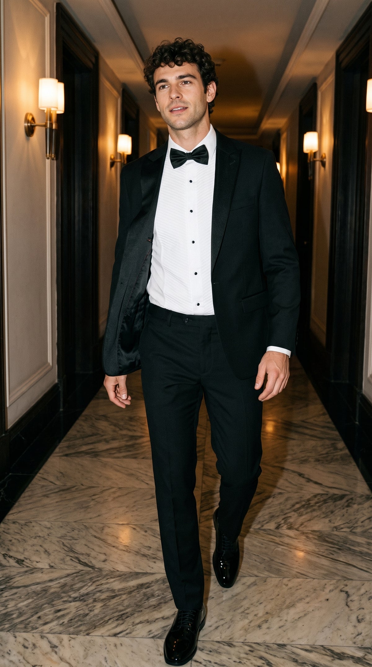Look #799 styled with Aspen - Férfi fekete szmoking kétrészes menyasszonyi öltöny