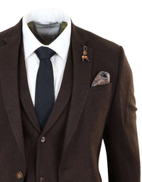 Brown Herringbone Tweed 3 Piece Suit
