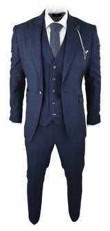 Cavani Connall - Men's Navy-Blue Check Vintage Suit