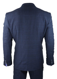 Cavani Connall - Men's Navy-Blue Check Vintage Suit
