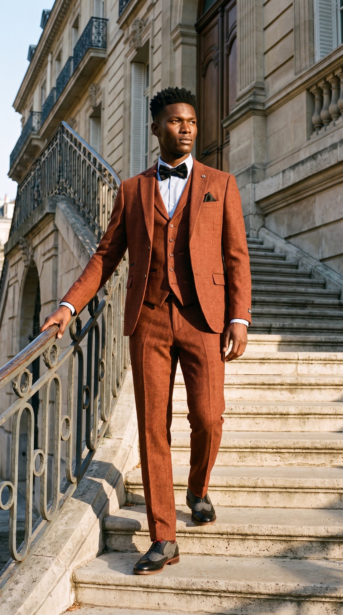 Look #279 styled with Rozsdabarna halszálkás tweed háromrészes öltöny