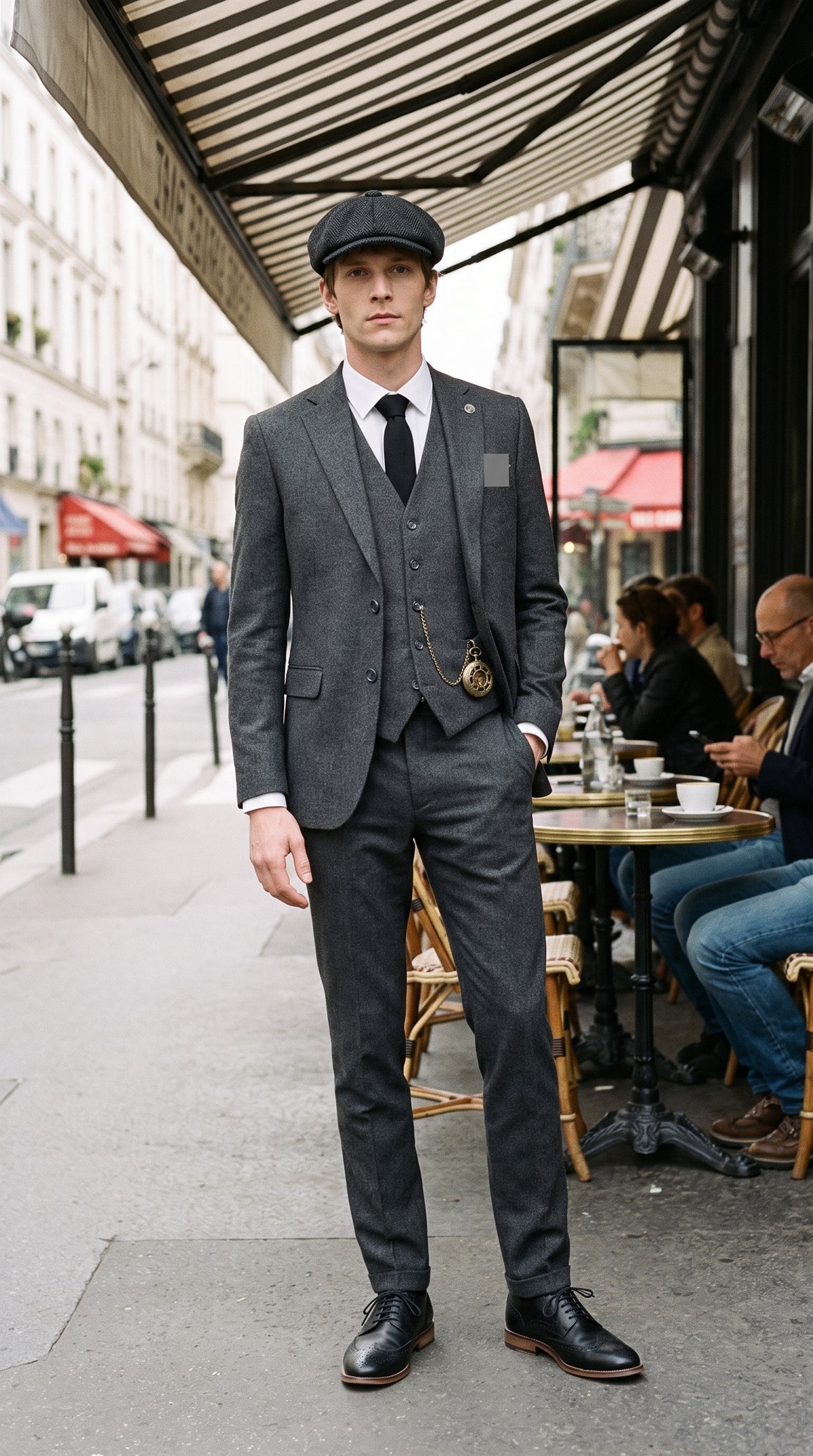Look #831 styled with Férfi szürke gyapjúöltöny