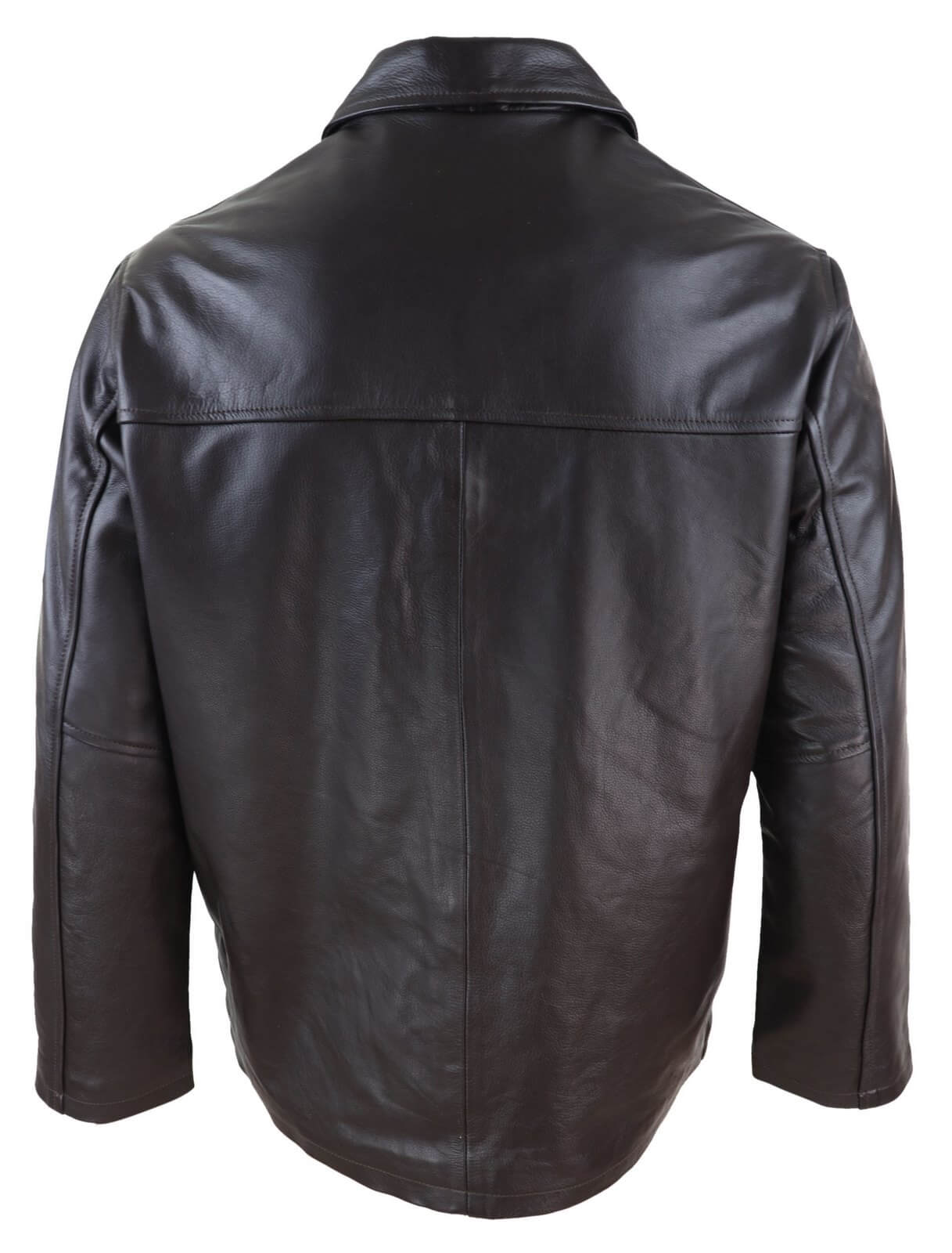 Men Mid Brown Length Classic Leather Coat