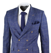 Blue Check Double Breasted 2 Piece Suit