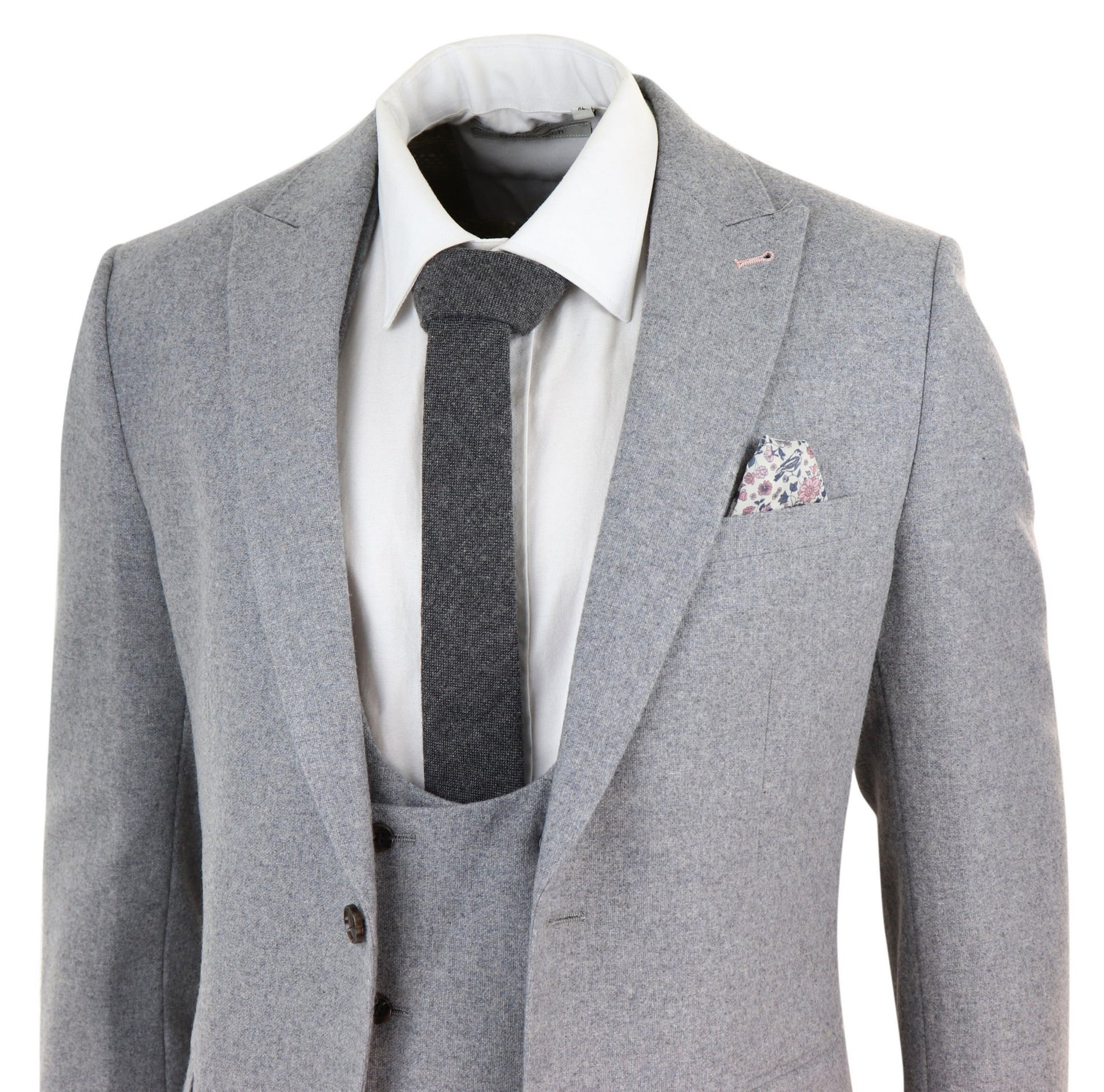Men's Grey 3 Piece Wool Suit