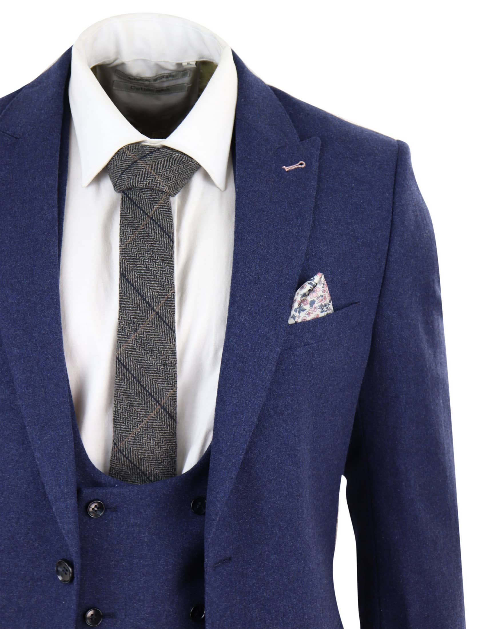 Men's Navy-Blue 3 Piece Wool Suit
