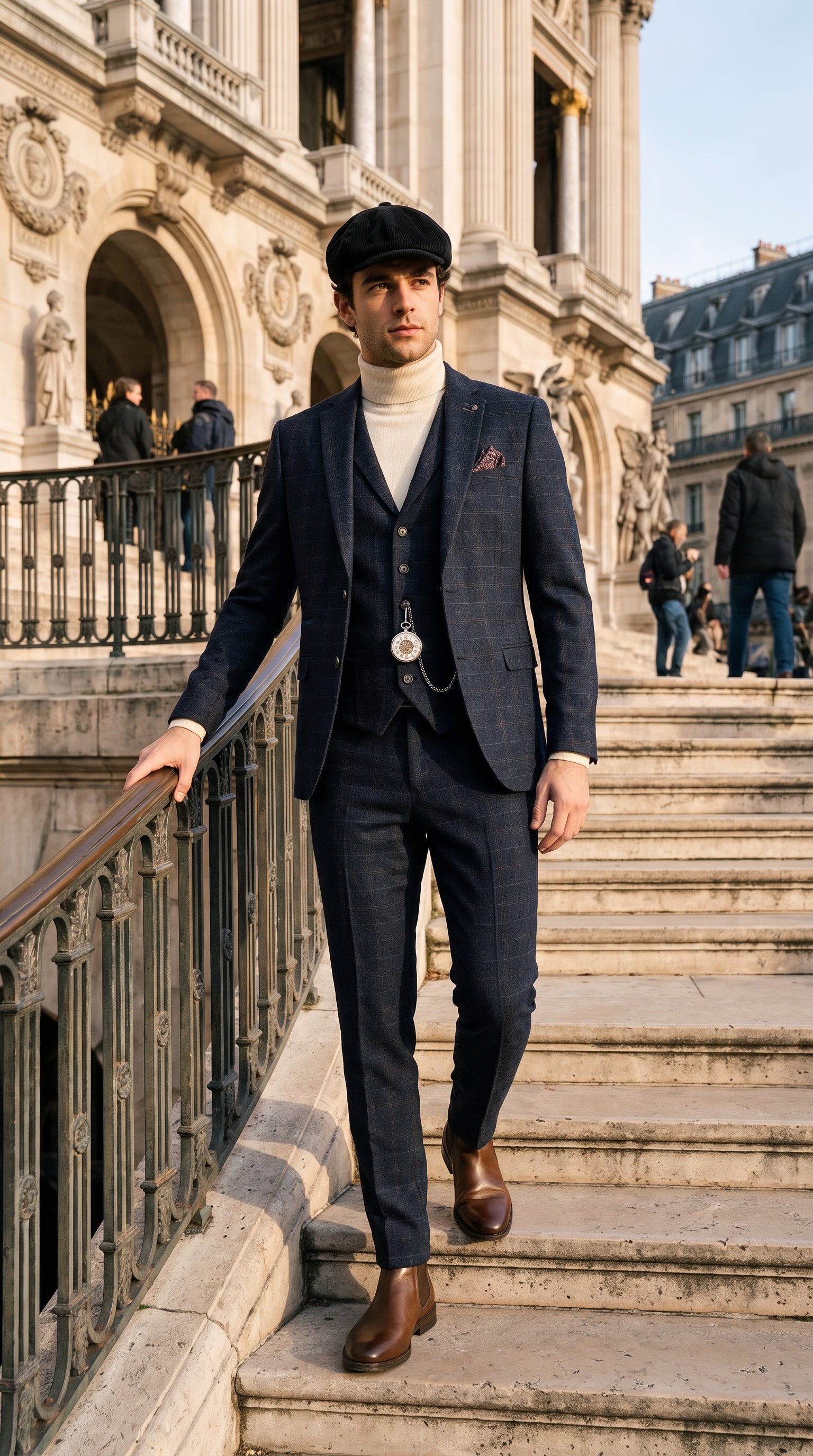 Look #133 styled with Férfi krémszínű garbó, puha viszkóz keverék hosszú ujjú kötött pulóver