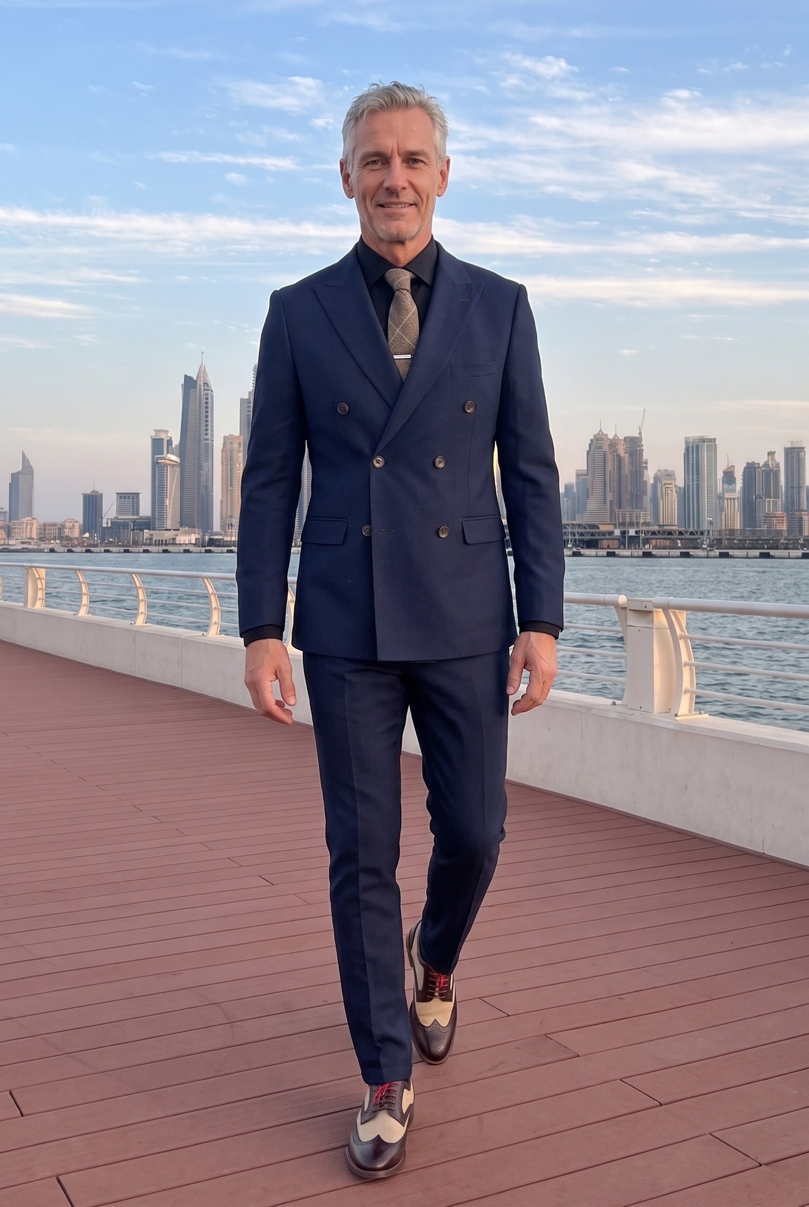 Look #638 styled with Mayfair - Férfi sötétkék kétrészes dupla mellű öltöny