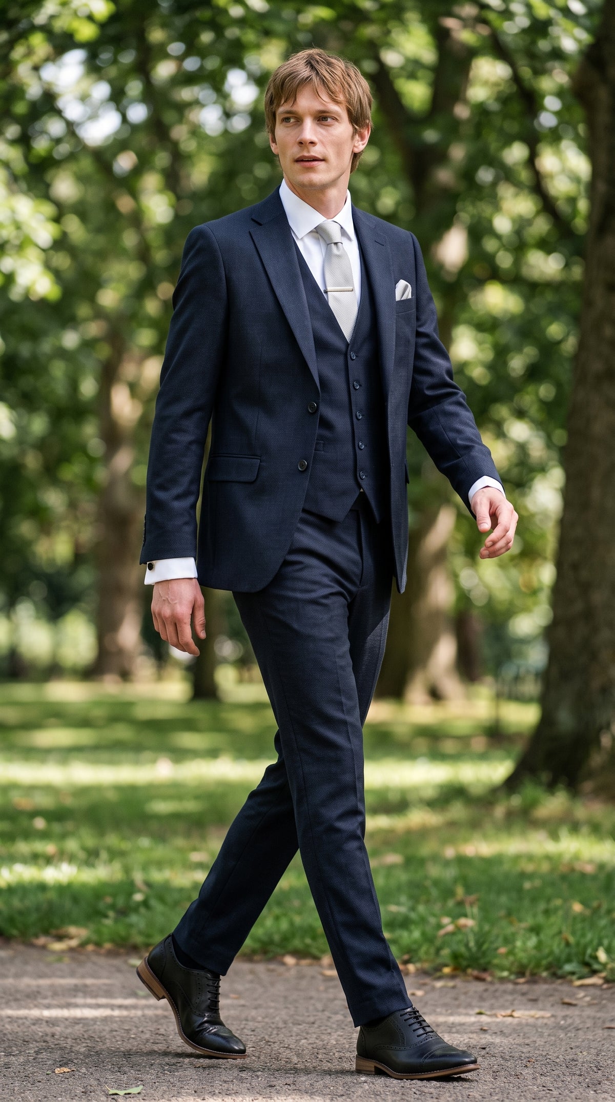 Look #823 styled with Bond - Férfi sötétkék, háromrészes, szabott öltöny