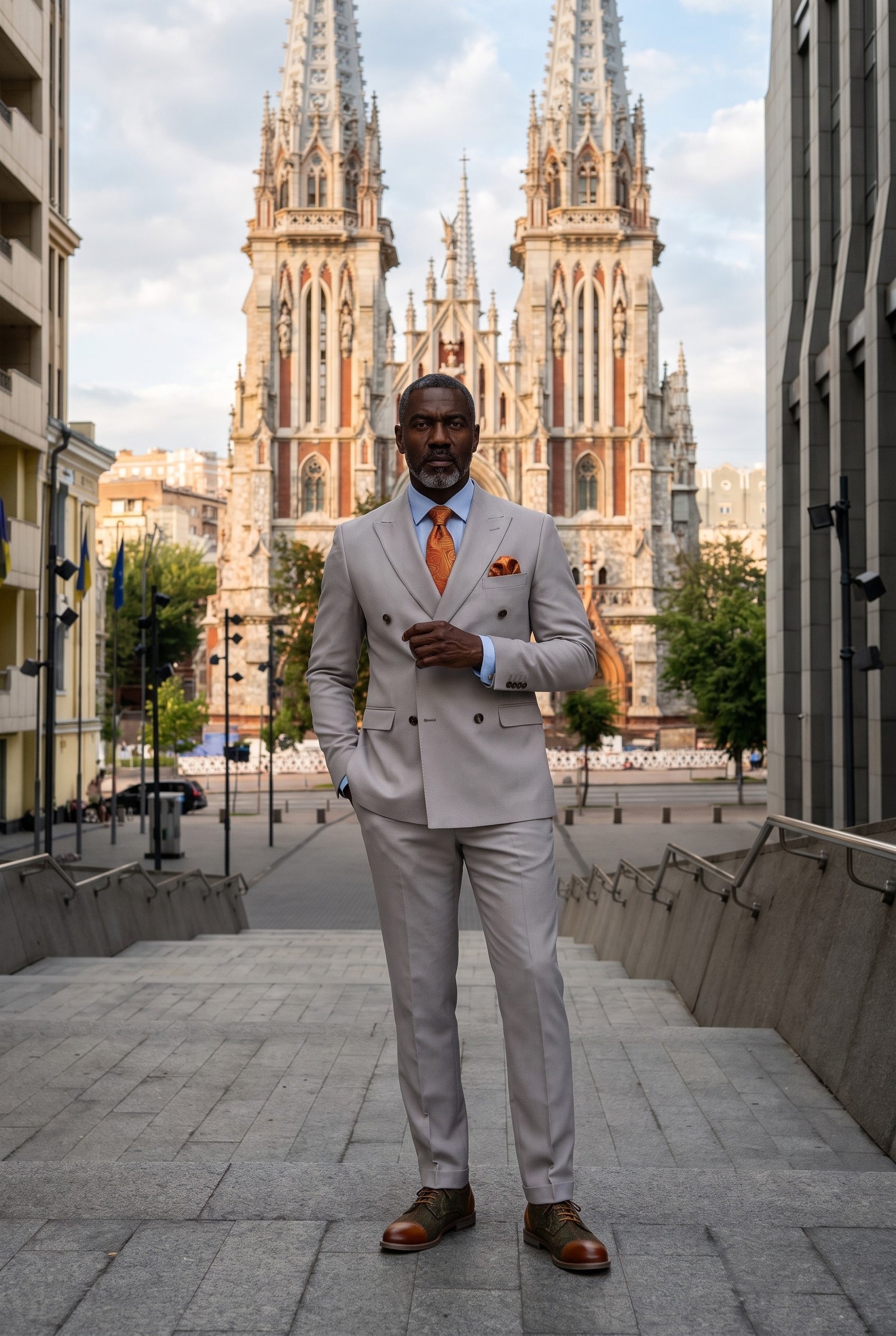 Look #655 styled with Mayfair - Férfi kőmintás, kétrészes, dupla mellű öltöny