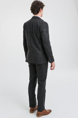 Férfi fekete, kockás, háromrészes öltöny