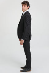 Paul Andrew Parker - Férfi 3 részes fekete, szabott szabású, komplett öltöny, klasszikus ajtóra való, gyászoló temetés