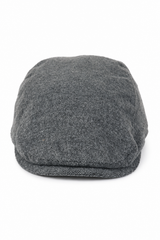 Férfi lapos sapka Baker fiúnak, 8 paneles nagypapai tweed halszálkás szürke, vintage