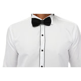Men's Wing Collar Shirt Tuxedo White Black Piping Double Cuff Dinner Classic