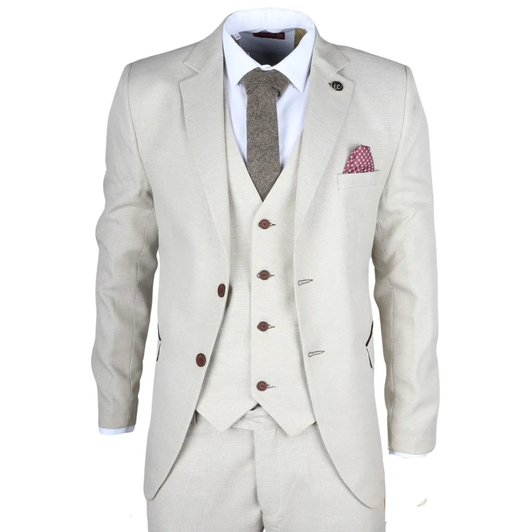 IM05 - Men's 3 Piece Cream Classic Wedding Suit