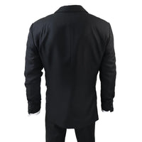 IM1 Men's Classic Black Plain Tailored Fit 3-Piece Suit