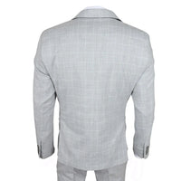 IM3 Men's Grey Checked Tailored Fit 3-Piece Suit