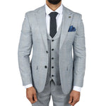 Mark Men's Light Blue 3-Piece Tweed Check Tailored Fit Suit