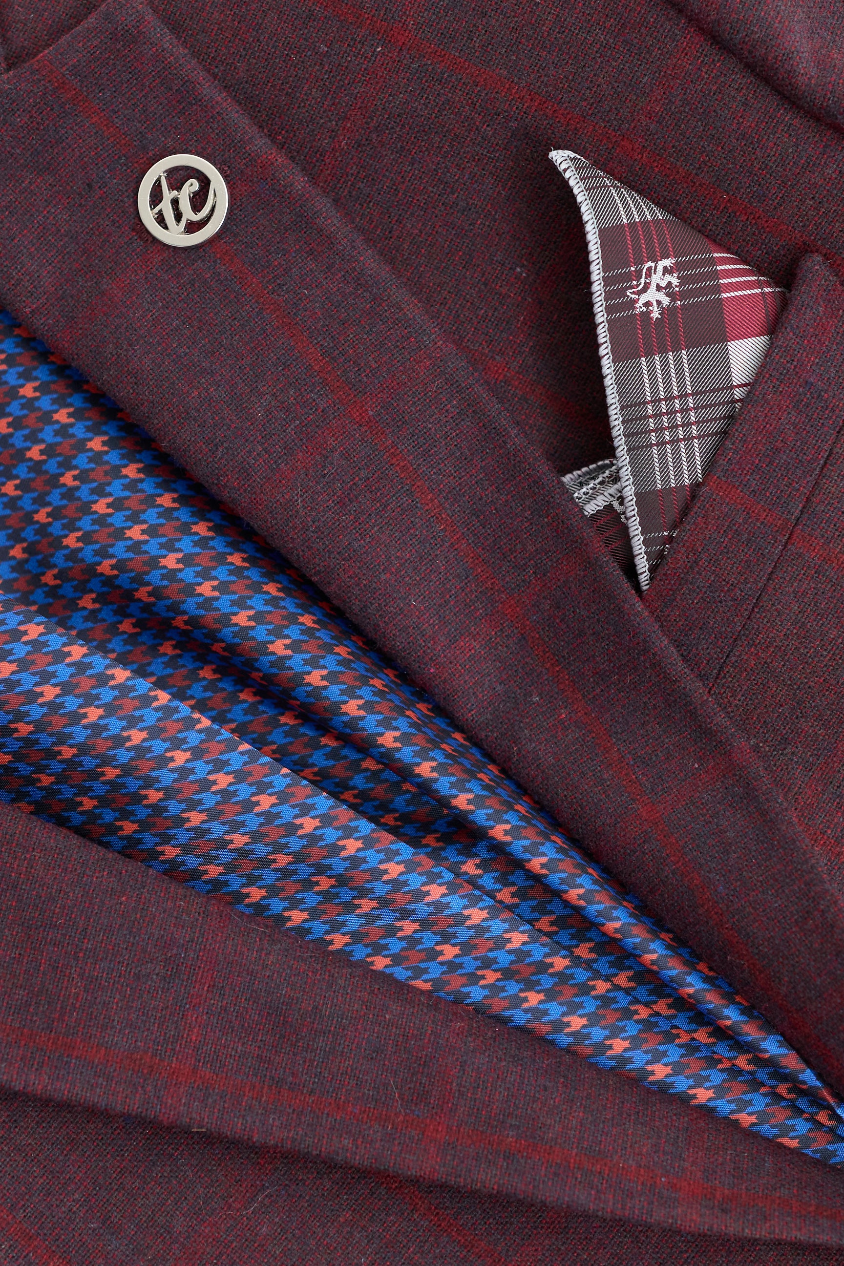 Férfi háromrészes öltöny gyapjú tweed öltöny szilvakék kockás 1920-as évekbeli Gatsby