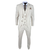 TP-21 Men's Beige 3-Piece Linen Summer Wedding Suit