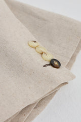 TP-21 Férfi Bézs Háromrészes Lenvászon Nyári Esküvői Öltöny