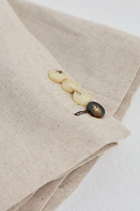 TP-21 Férfi Bézs Háromrészes Lenvászon Nyári Esküvői Öltöny