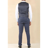 TP-24 - Men's Navy 3 Piece Linen Summer Wedding Suit