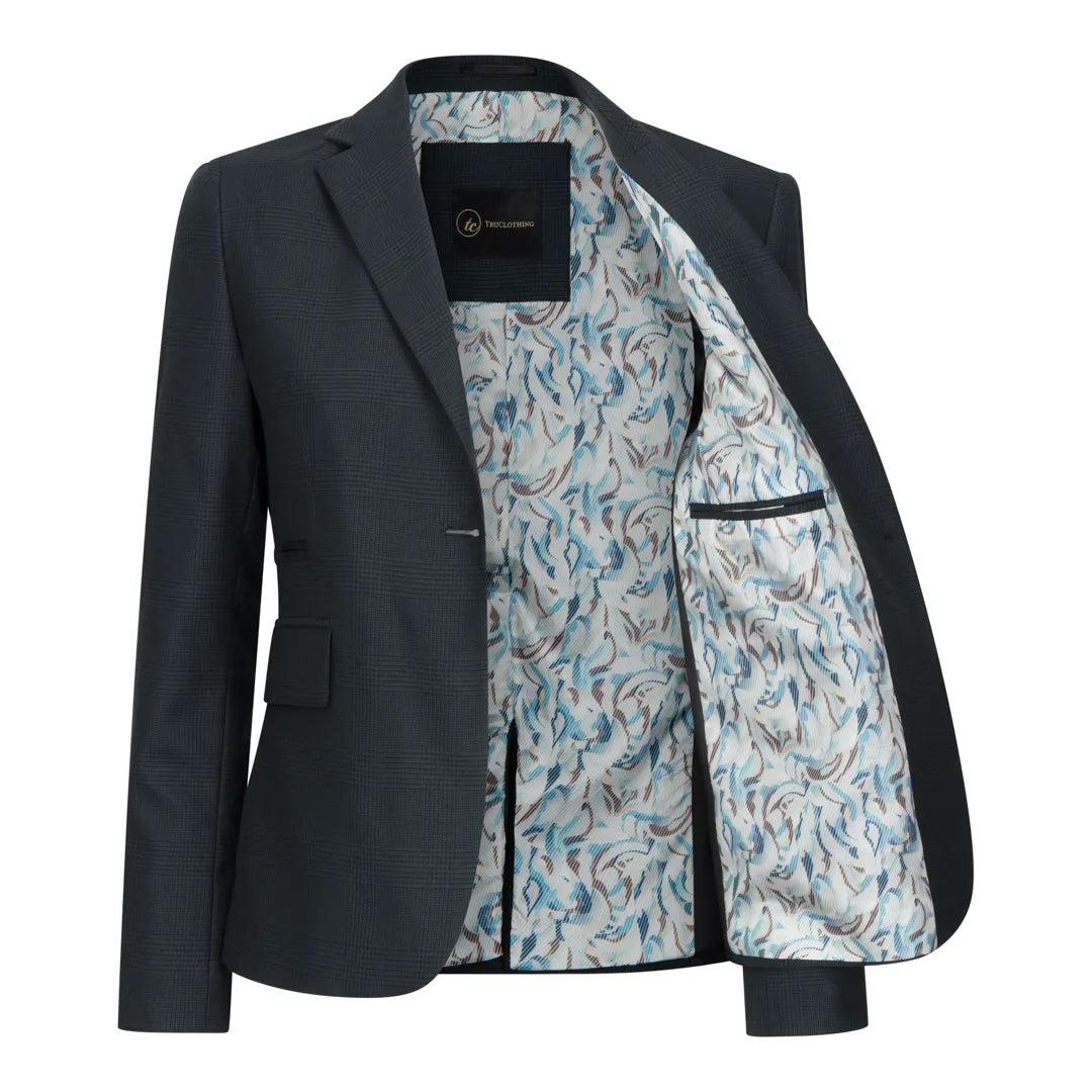 TPW53 - Női zöld színű, háromrészes, kockás kosztüm walesi herceg mintával