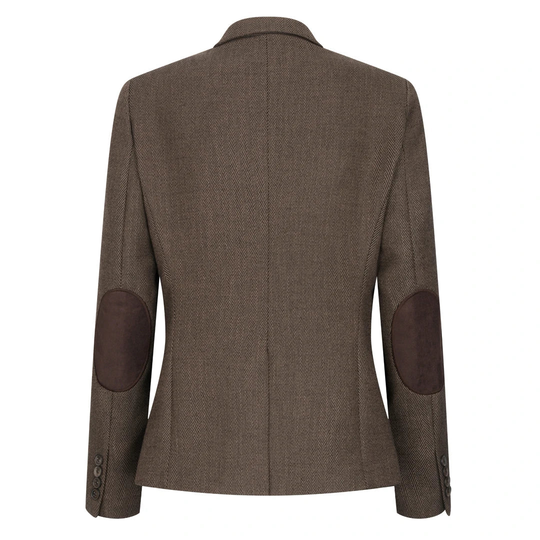 TPW-AK-06 - Női barna, háromrészes halszálkás tweed kosztüm