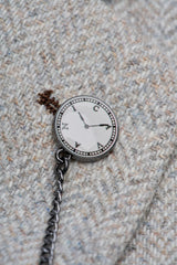 Thomas - Férfi szürke, háromrészes gyapjúkeverék tweed öltöny