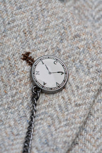 Thomas - Férfi szürke, háromrészes gyapjúkeverék tweed öltöny