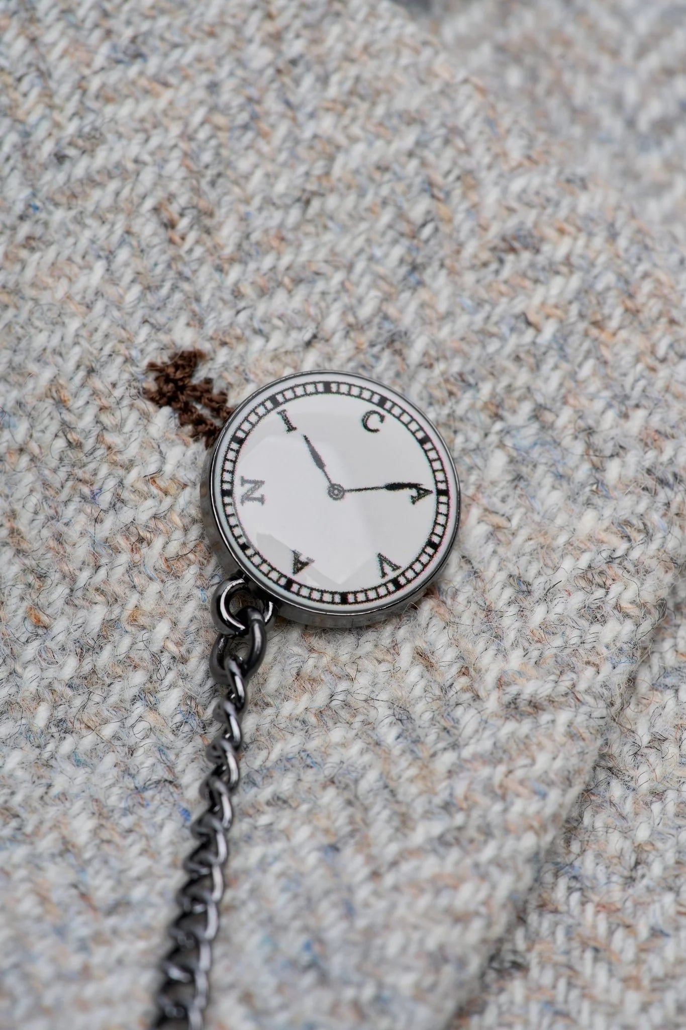 Thomas - Férfi szürke, háromrészes gyapjúkeverék tweed öltöny