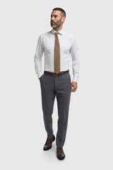 Thomas - Férfi sötétkék, háromrészes gyapjúkeverék tweed öltöny