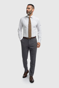 Thomas - Férfi sötétkék, háromrészes gyapjúkeverék tweed öltöny