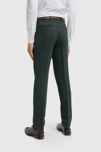 Thomas - Olivazöld, 3 darabos gyapjúkeverék tweed öltöny