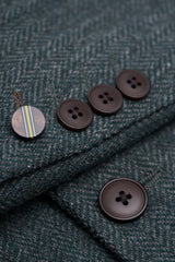 Thomas - Olivazöld, 3 darabos gyapjúkeverék tweed öltöny