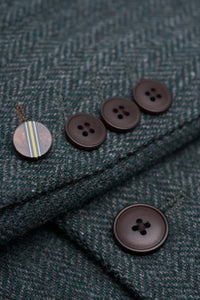 Thomas - Olivazöld, 3 darabos gyapjúkeverék tweed öltöny